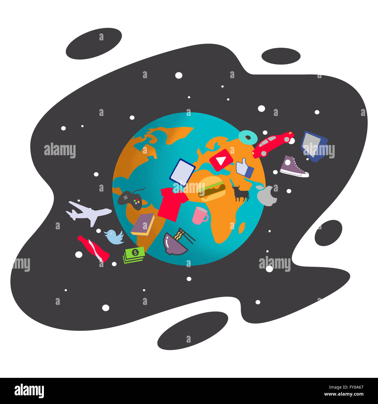 Concept de magasinage en ligne et de la mondialisation Banque D'Images