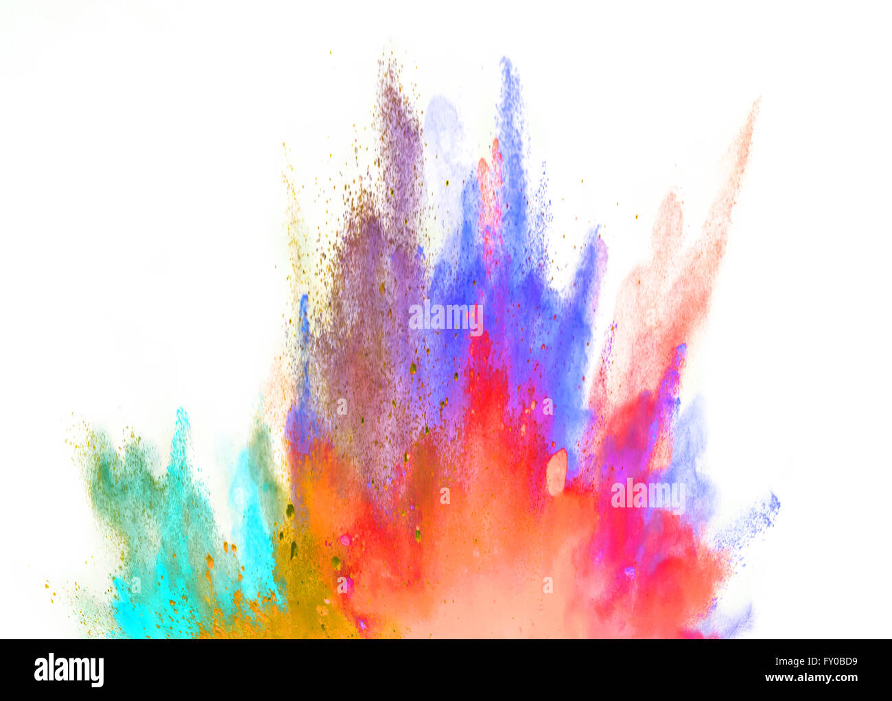 Explosion de poudre de couleur sur fond blanc Banque D'Images