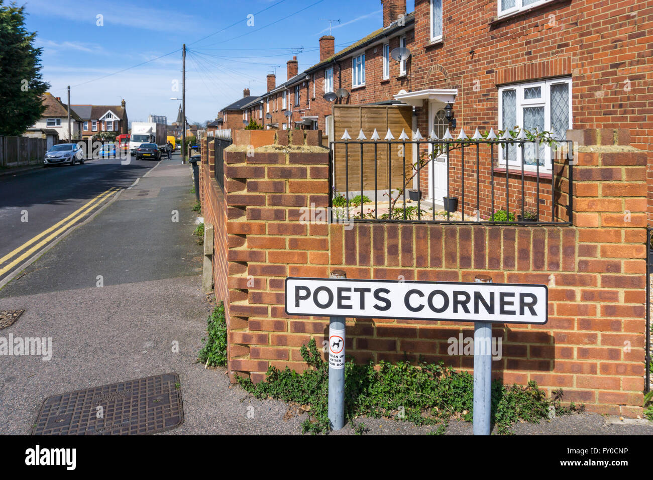Un panneau pour Poets Corner à Margate, Kent. Banque D'Images