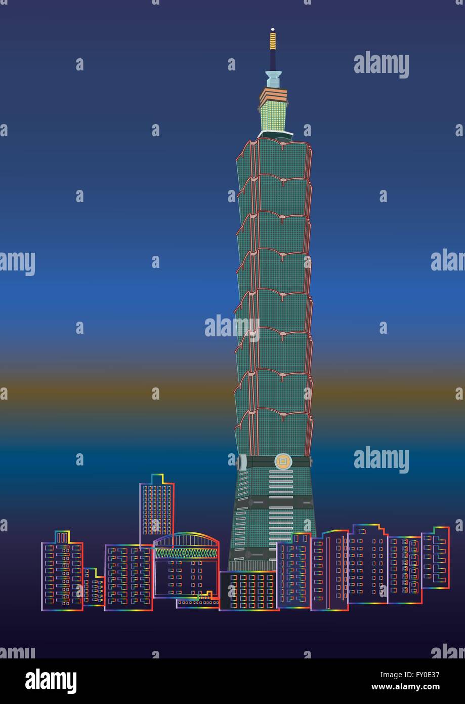 101 illustration design avec taipei city Illustration de Vecteur
