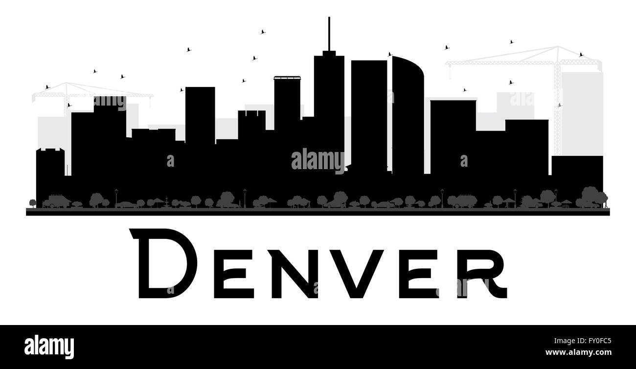 Denver City skyline silhouette noir et blanc. Vector illustration. Concept simple pour le tourisme, la bannière de présentation Illustration de Vecteur