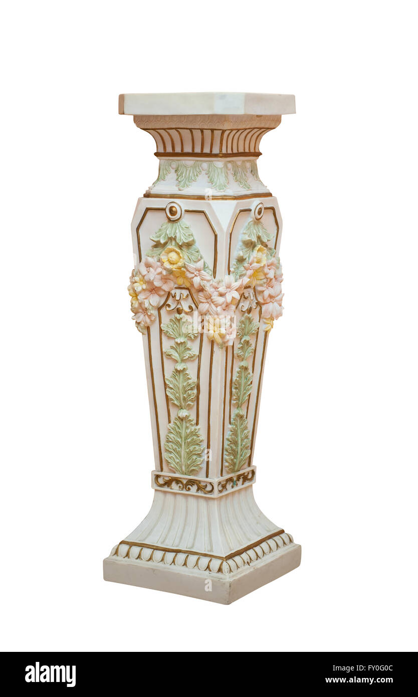 Grand vase en céramique marbre isolé sur fond blanc Banque D'Images