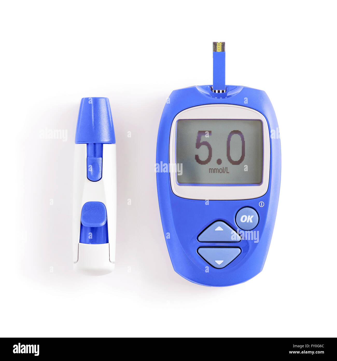 Diabete seringue bleu et blanc sur Banque D'Images