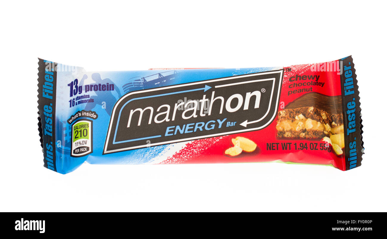 Winneconne, WI - 20 Avril 2015 : Marathon Énergie Protéines barre dans les tendres saveur Chocolatey Peanut. Banque D'Images