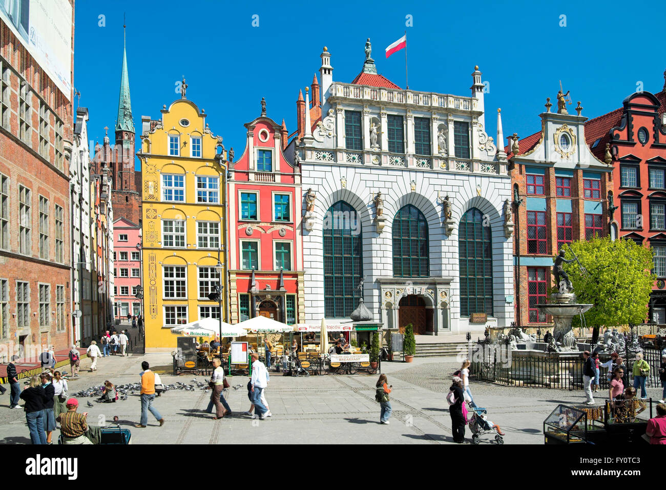 La Cour d'Artus à long marché, vieille ville de Gdansk, Pologne Banque D'Images