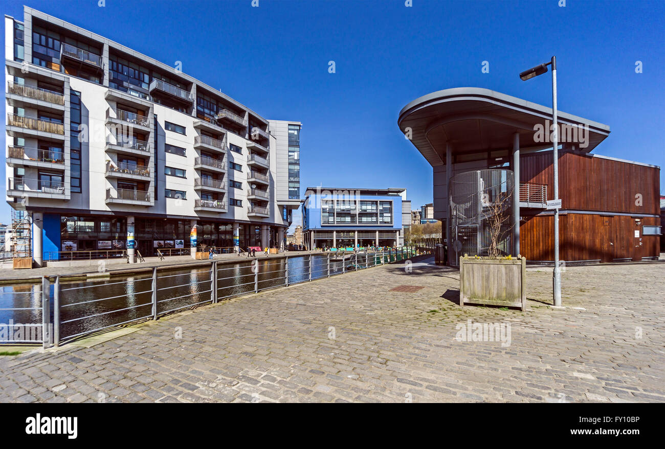 Le bassin d'Edimbourg de l'Union Canal au centre d'Édimbourg en Écosse Fountainbridge Banque D'Images