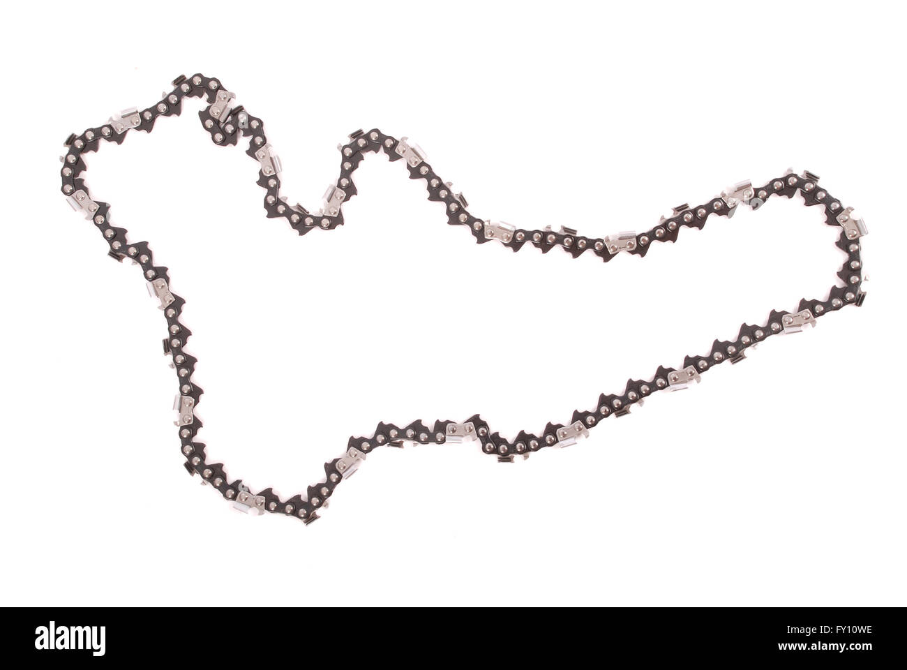 Chaîne métal scie isolated on white Banque D'Images