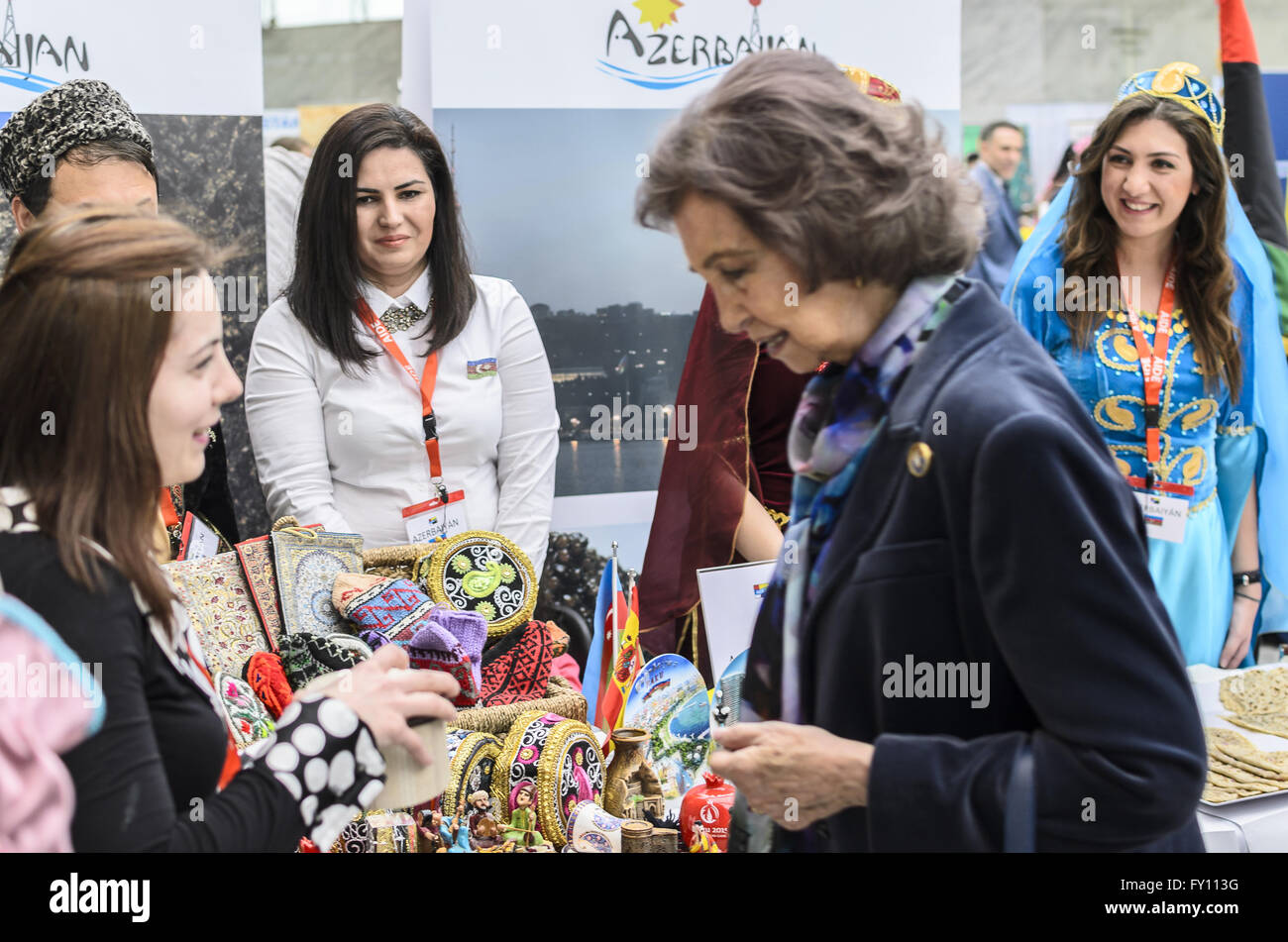 La Reine Sofia d'espagnol en vue de l'exposition Kermés 16 avril 2016, Palais des Congrès, de la ville de Madrid, Espagne Banque D'Images