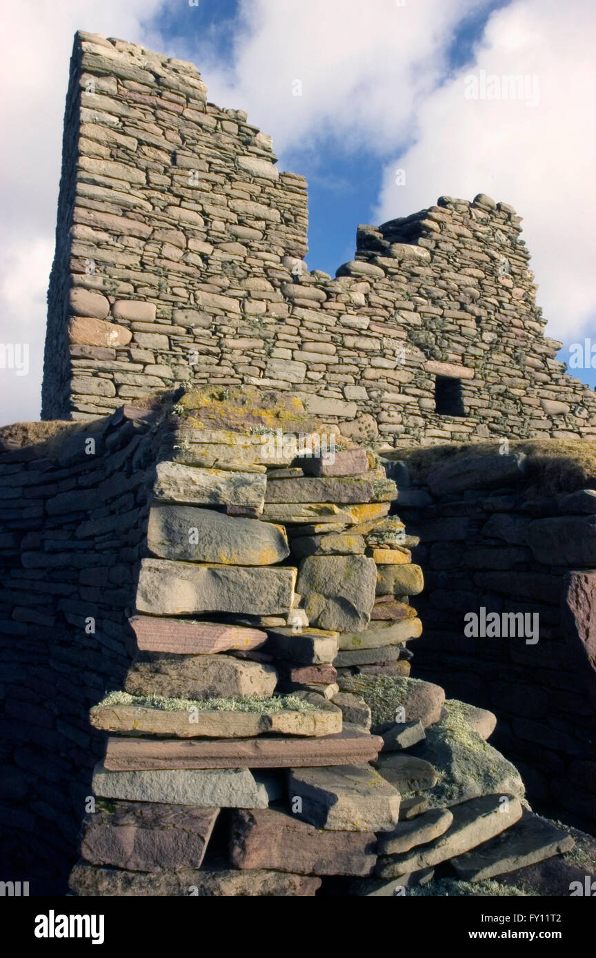 Ecosse, îles Shetland, Jarlshof ruines, avec des vestiges de l'âge de fer, Viking et plus d'ententes récentes, tête' Établissement"Sumburgh Banque D'Images