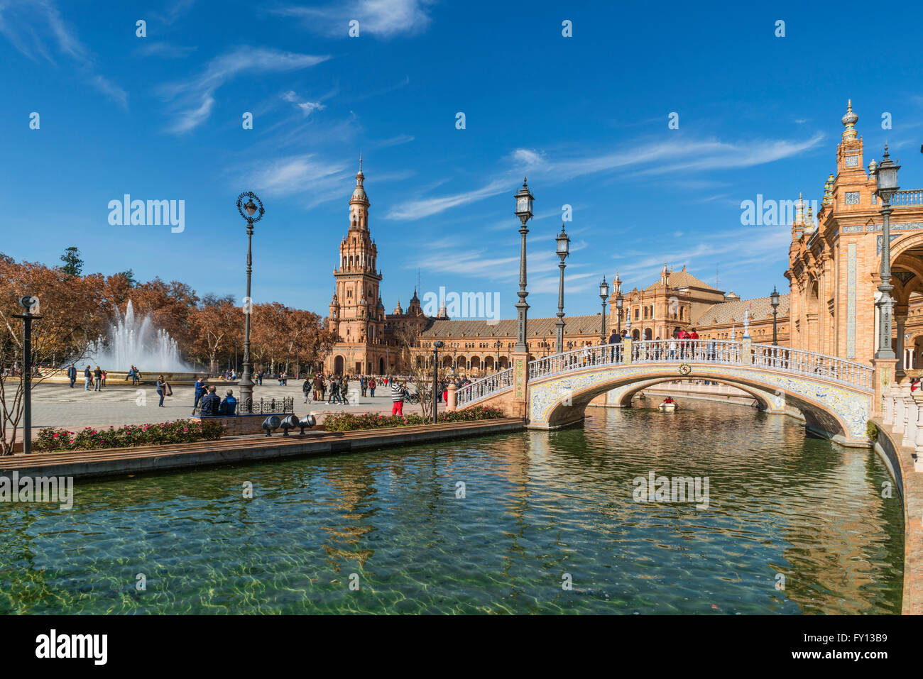 Placa de Espana, place d'Espagne, Séville, Andalousie, Espagne, Banque D'Images