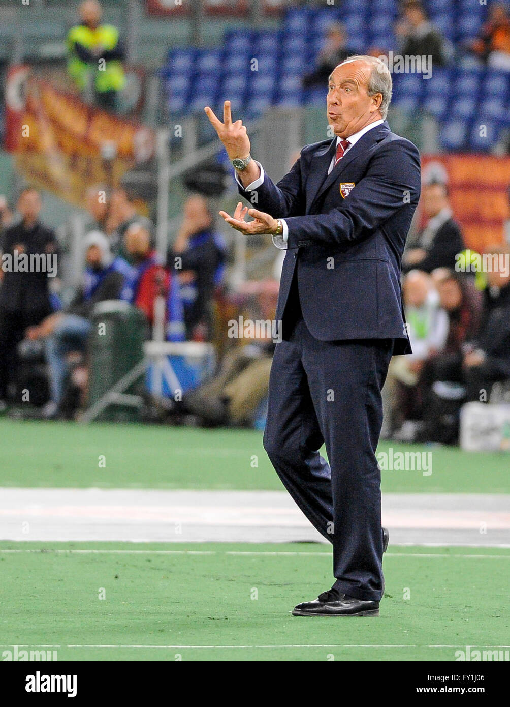 Rome, Italie. 20 avril, 2016 : Giampiero Ventura gestes au cours de la serie d'un match de football entre les Roms et le Torino FC. Credit : Nicolò Campo/Alamy Live News Banque D'Images