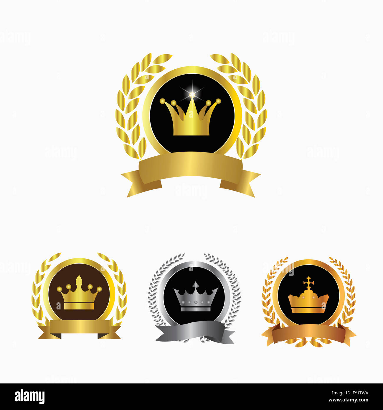 Différentes icônes d'emblèmes en différentes couleurs Banque D'Images
