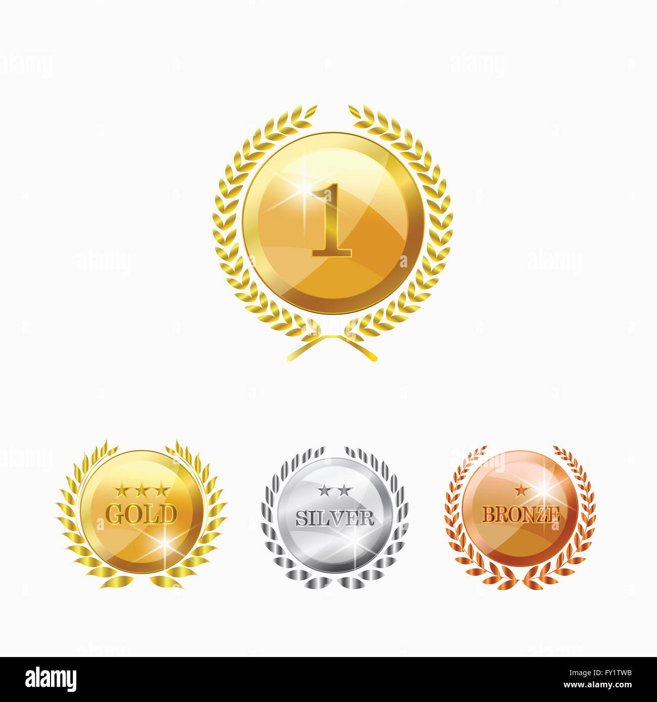 Différentes icônes de médailles en différentes couleurs Banque D'Images
