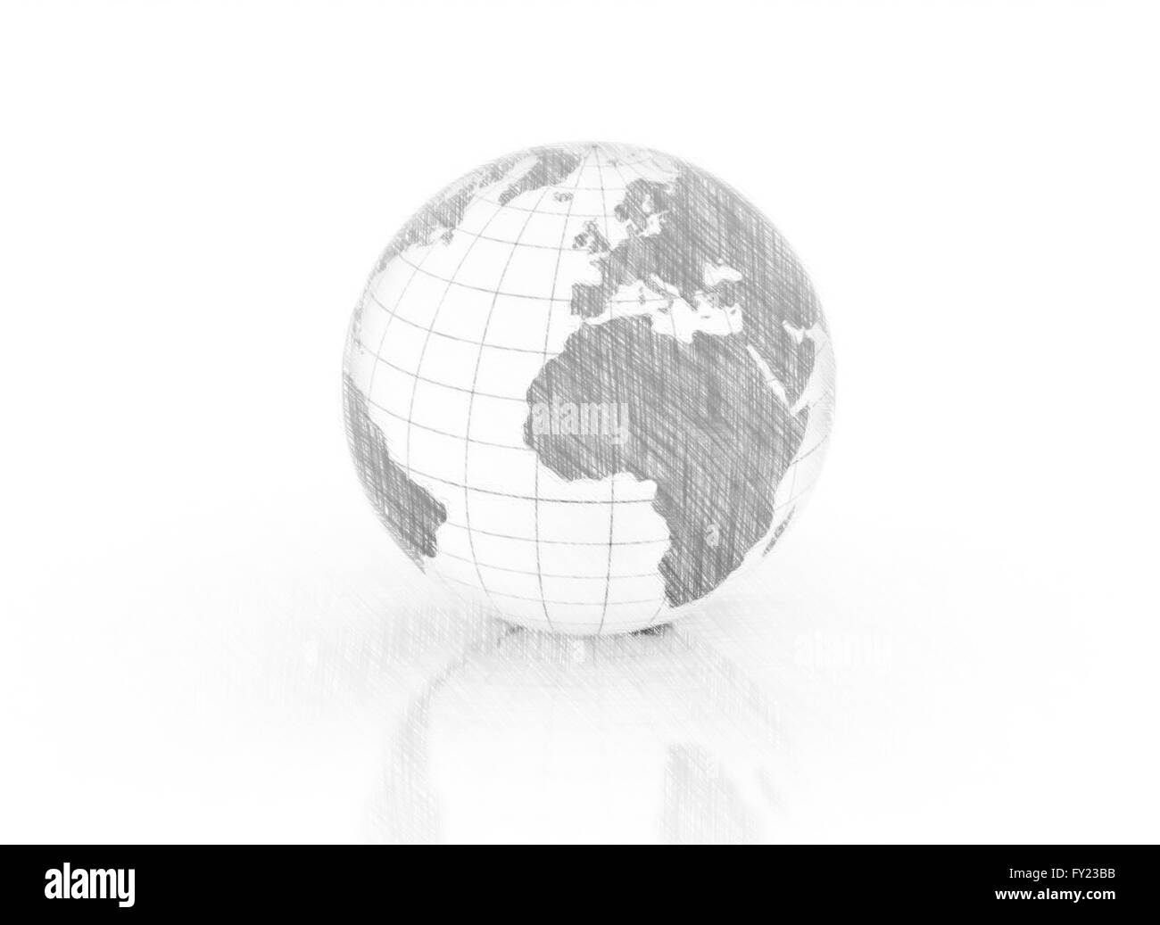 World globe crayon sur fond blanc Banque D'Images