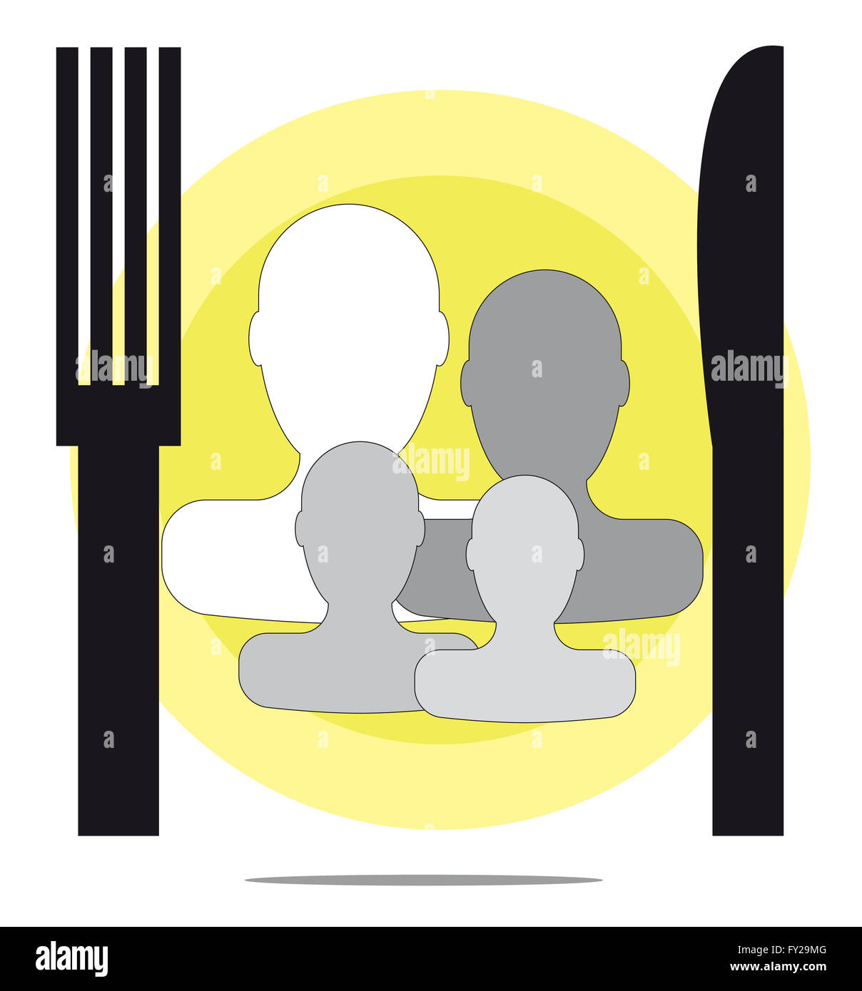 Illustration du restaurant familial avec fourchette et couteau Banque D'Images