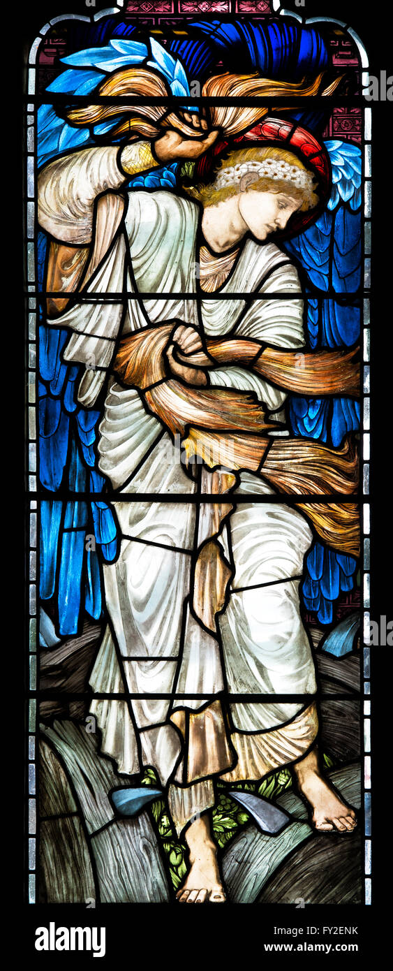 Saint Catherine détail vitrail à la Cathédrale Christ Church College, Oxford, UK Banque D'Images