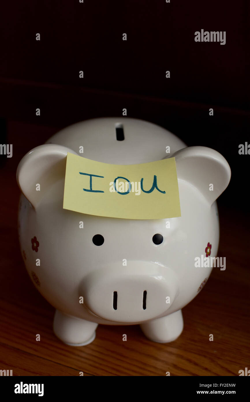 Iou j o u la dette tirelire Banque D'Images