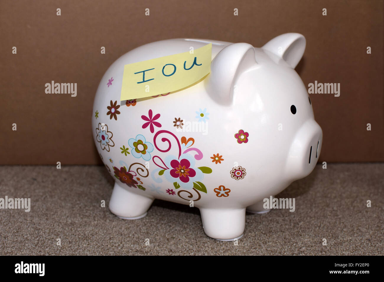 Iou j o u la dette tirelire Banque D'Images