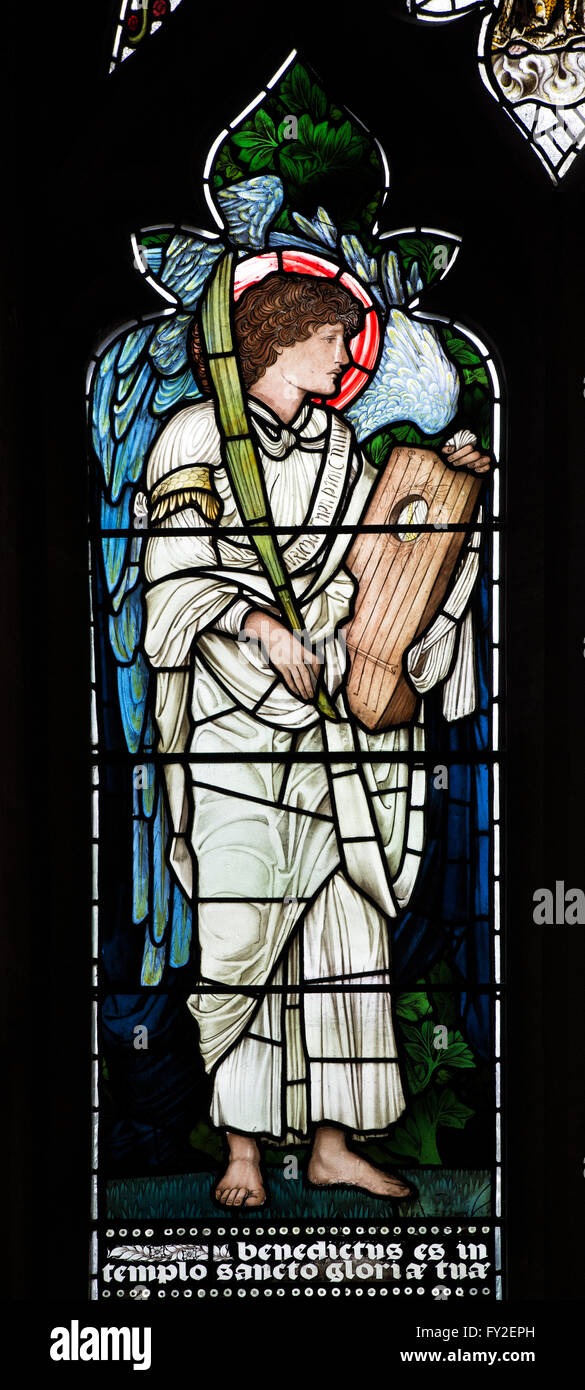 Saint Cecelia vitrail détail à la Cathédrale Christ Church College, Oxford, UK Banque D'Images