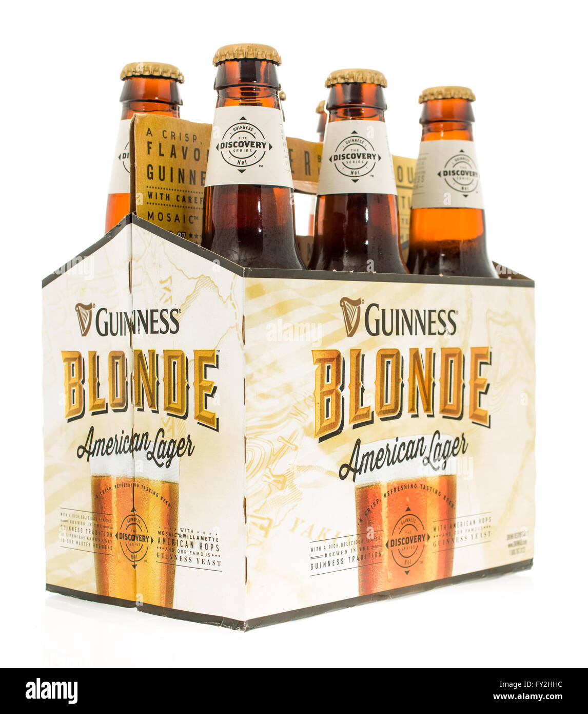 Winneconne, WI -3 nov 2015 : Six pack de bière Guinness. Banque D'Images