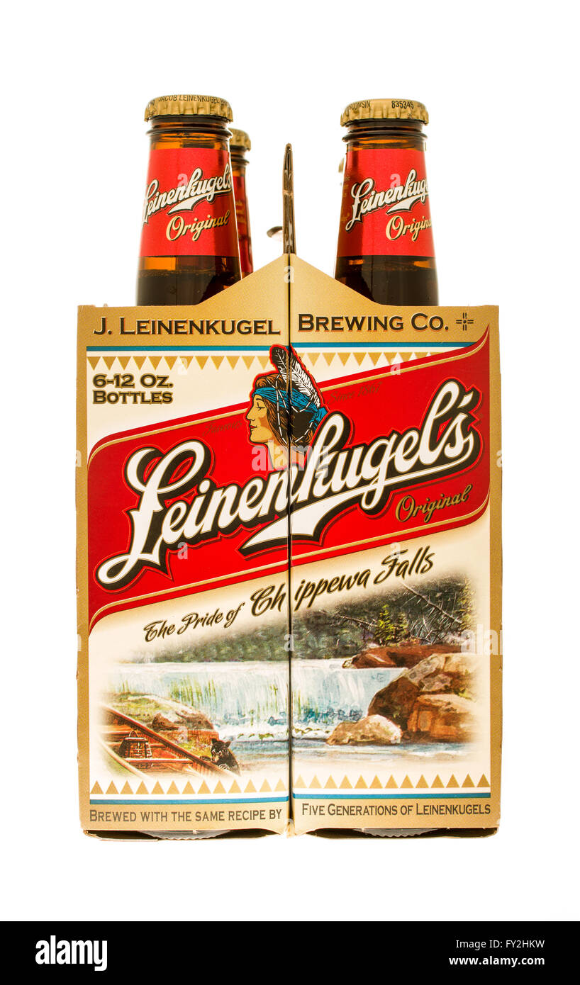 Winneconne, WI - 21 Nov 2015 : un six-pack de bière d'origine Leinenkugel. Banque D'Images