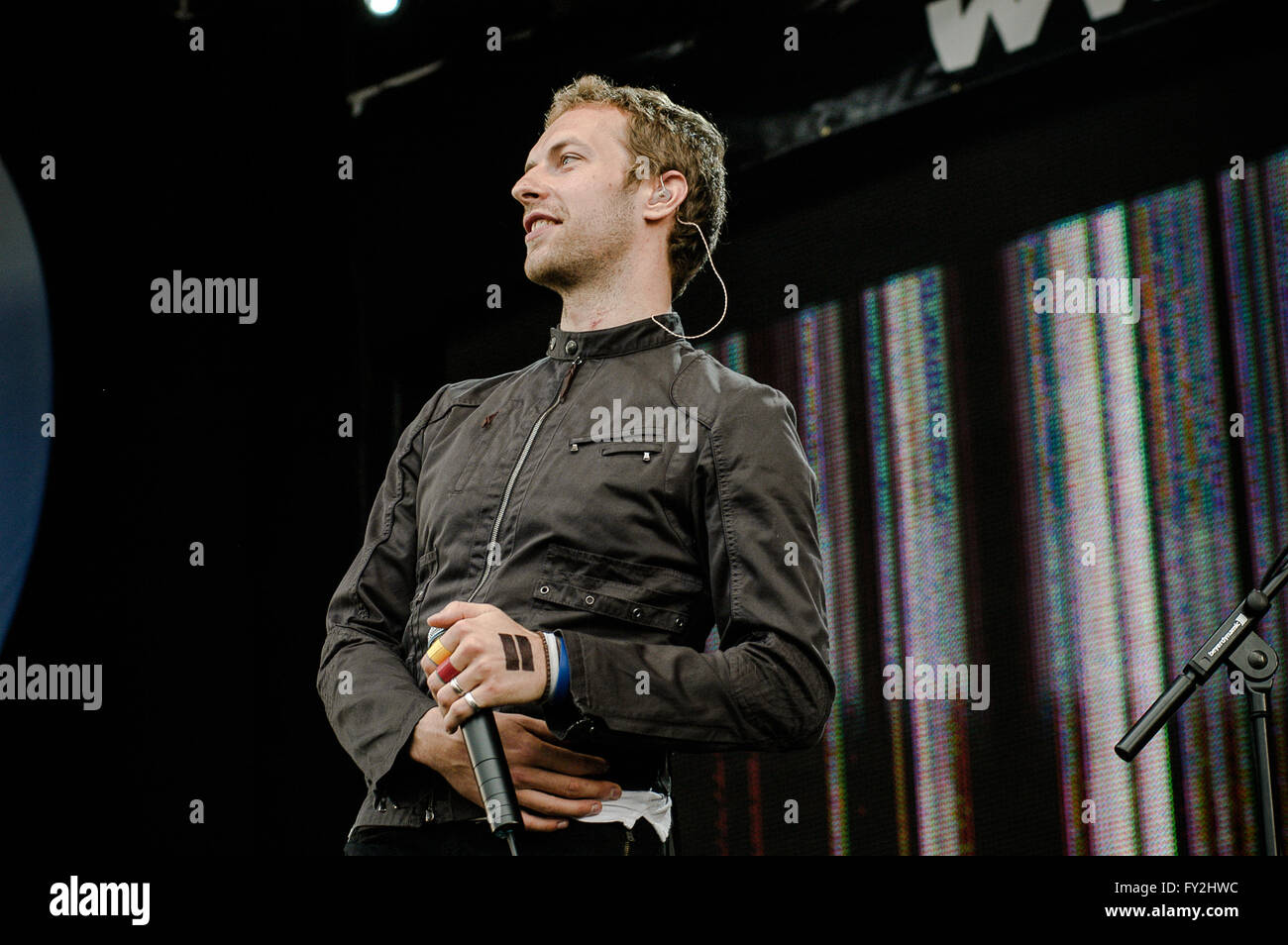 8 Live Hyde Park , , Londres. Chris Martin de Coldplay en tournée. Banque D'Images