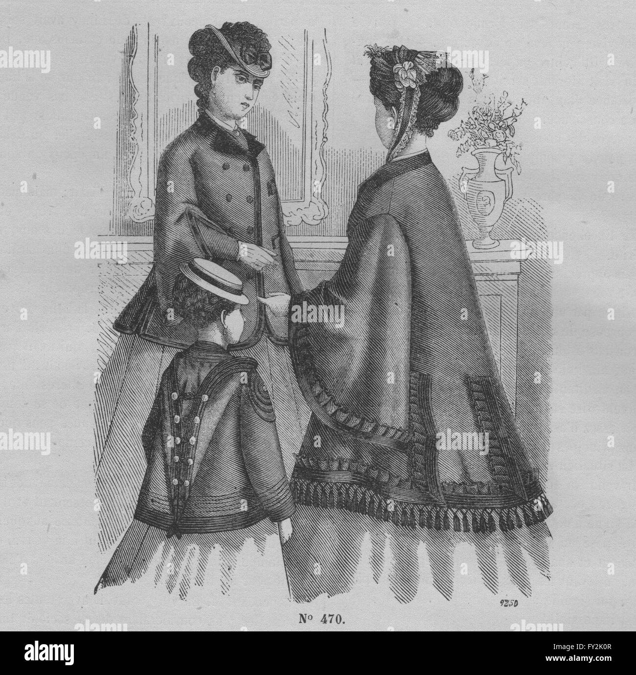 FASHION : Elegant Parisian mesdames, antique print 1869 Banque D'Images FASHION : Elegant Parisian mesdames, antique print 1869 Banque D'Images