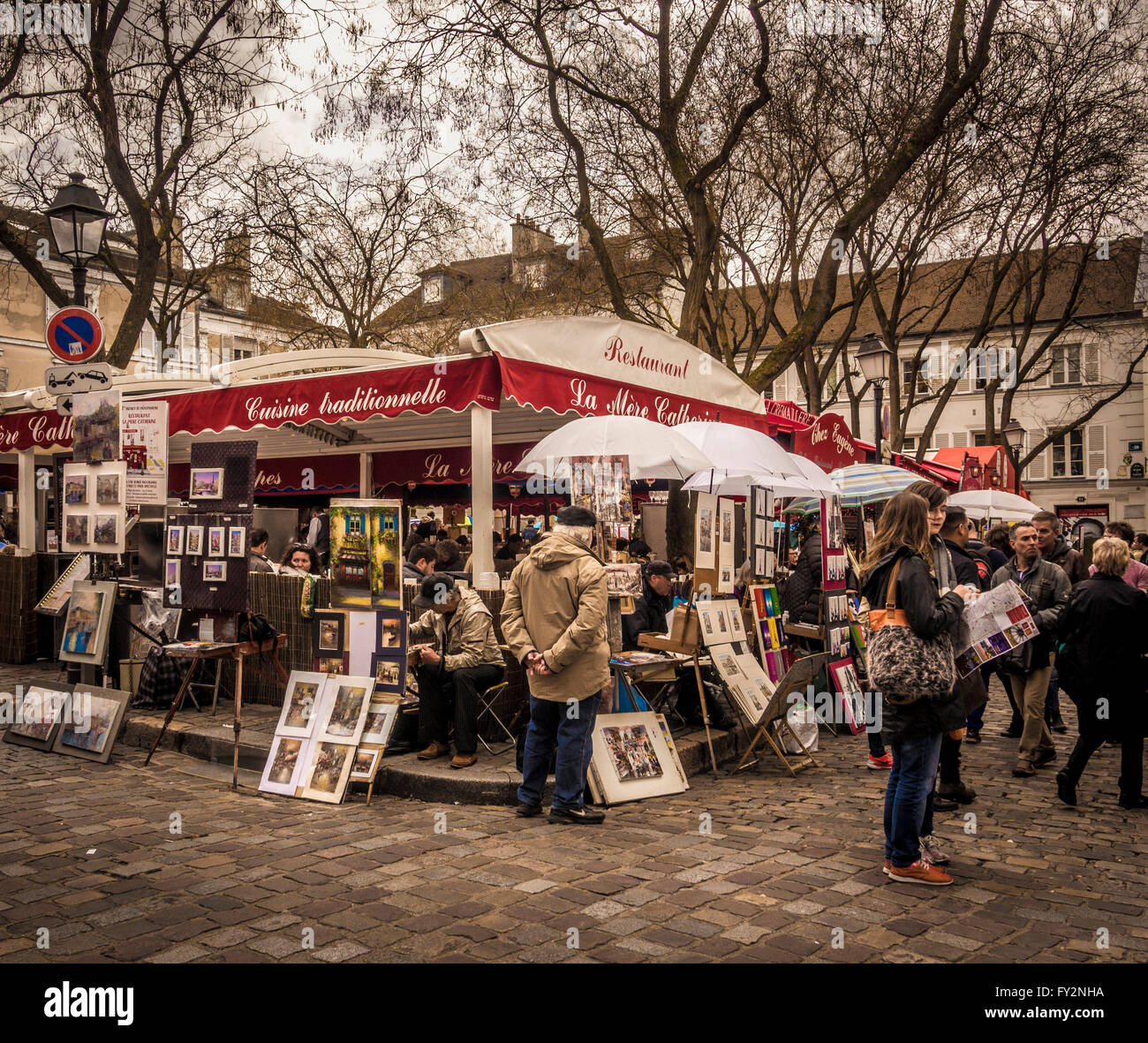Place du Tertre, Montmartre, Paris, France. Banque D'Images