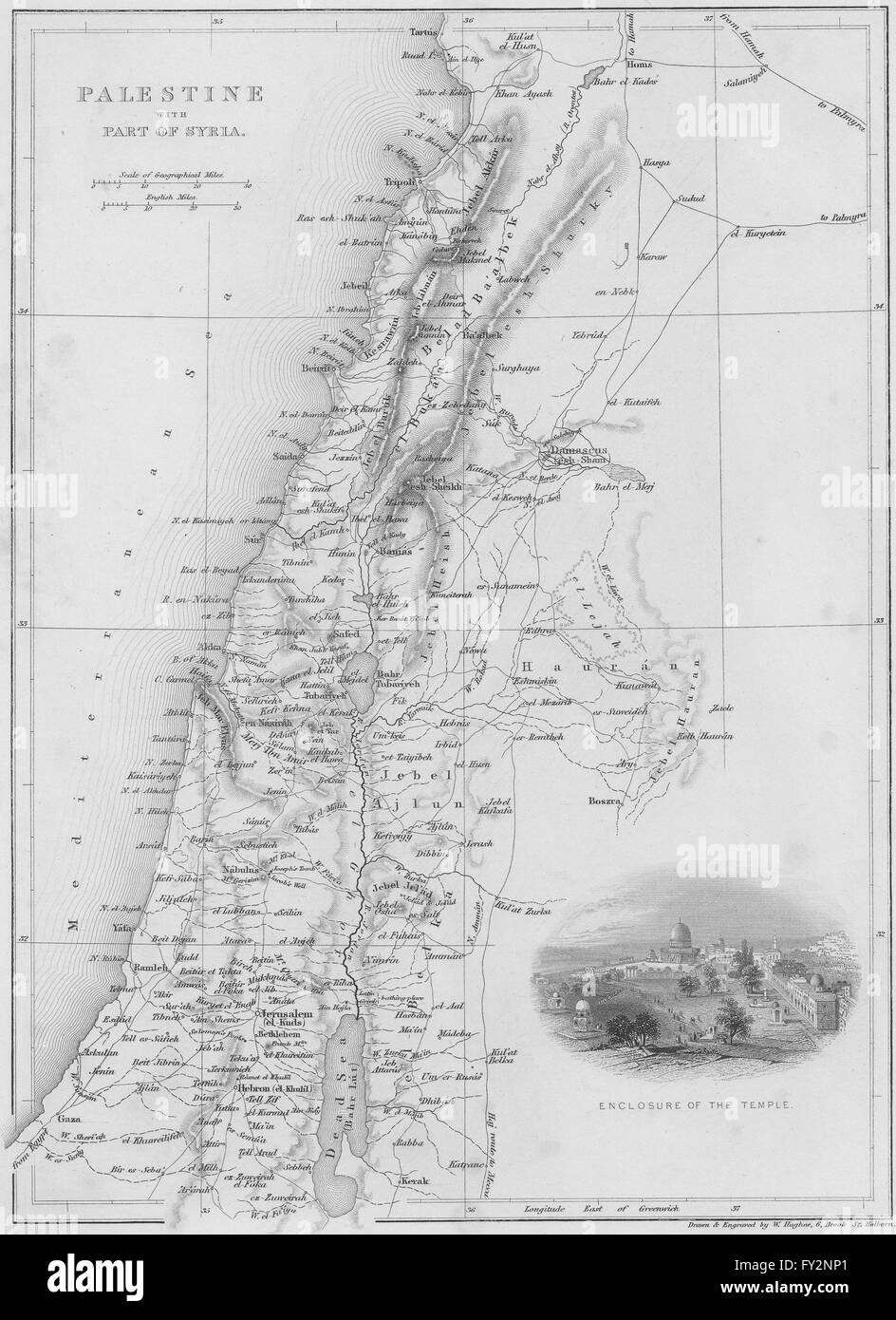 Israël : La carte de la Palestine avec la Syrie, 1847 Banque D'Images