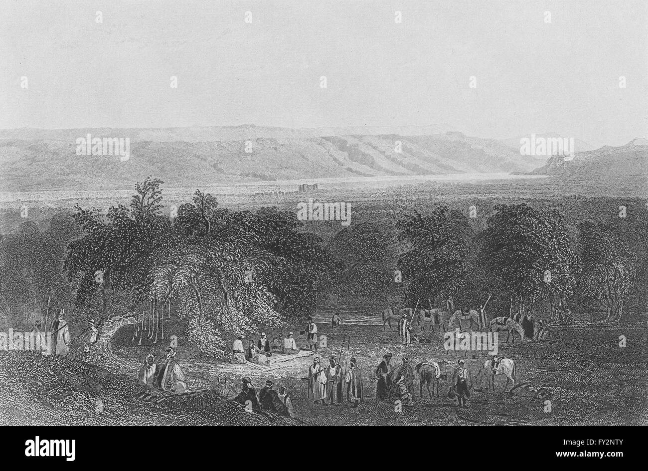 Israël : plaine de Jéricho, vers Moab-Bartlett, antique print 1847 Banque D'Images