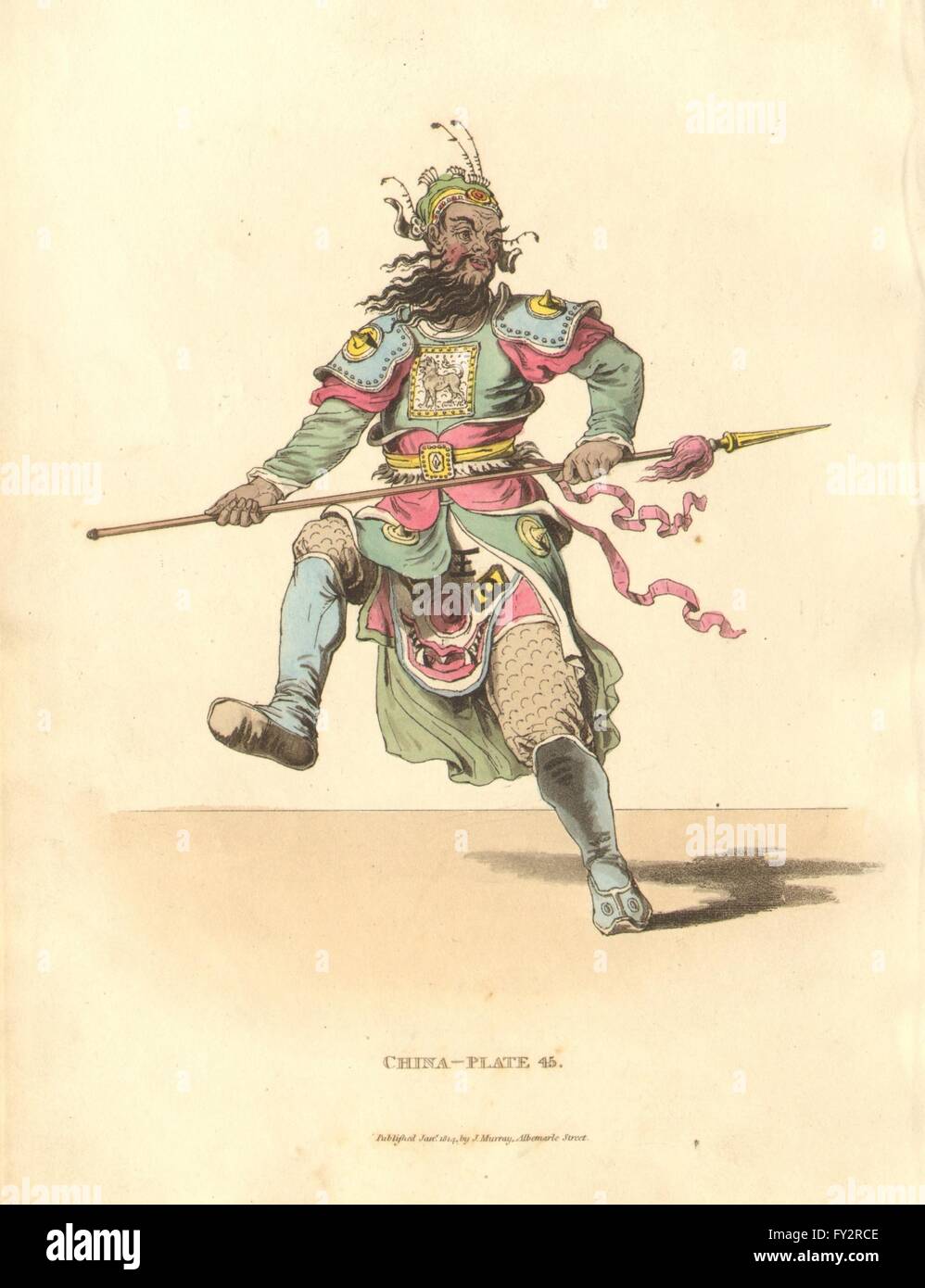 La Chine. Un joueur en phase acteur costume militaire. ALEXANDER , ancien imprimer 1814 Banque D'Images