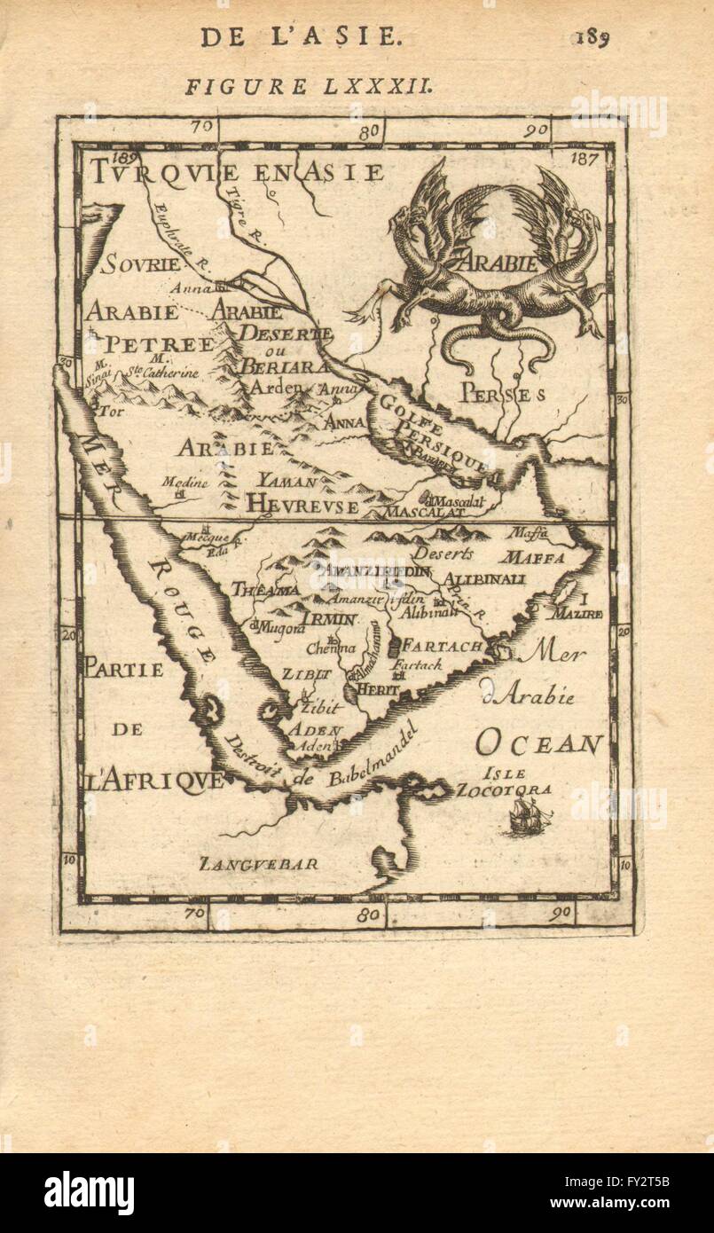 Saoudite Bahreïn ÉMIRATS ARABES UNIS : La Mecque Medina 'Oman Qatar Arabie'. MALLET, 1683 carte antique Banque D'Images