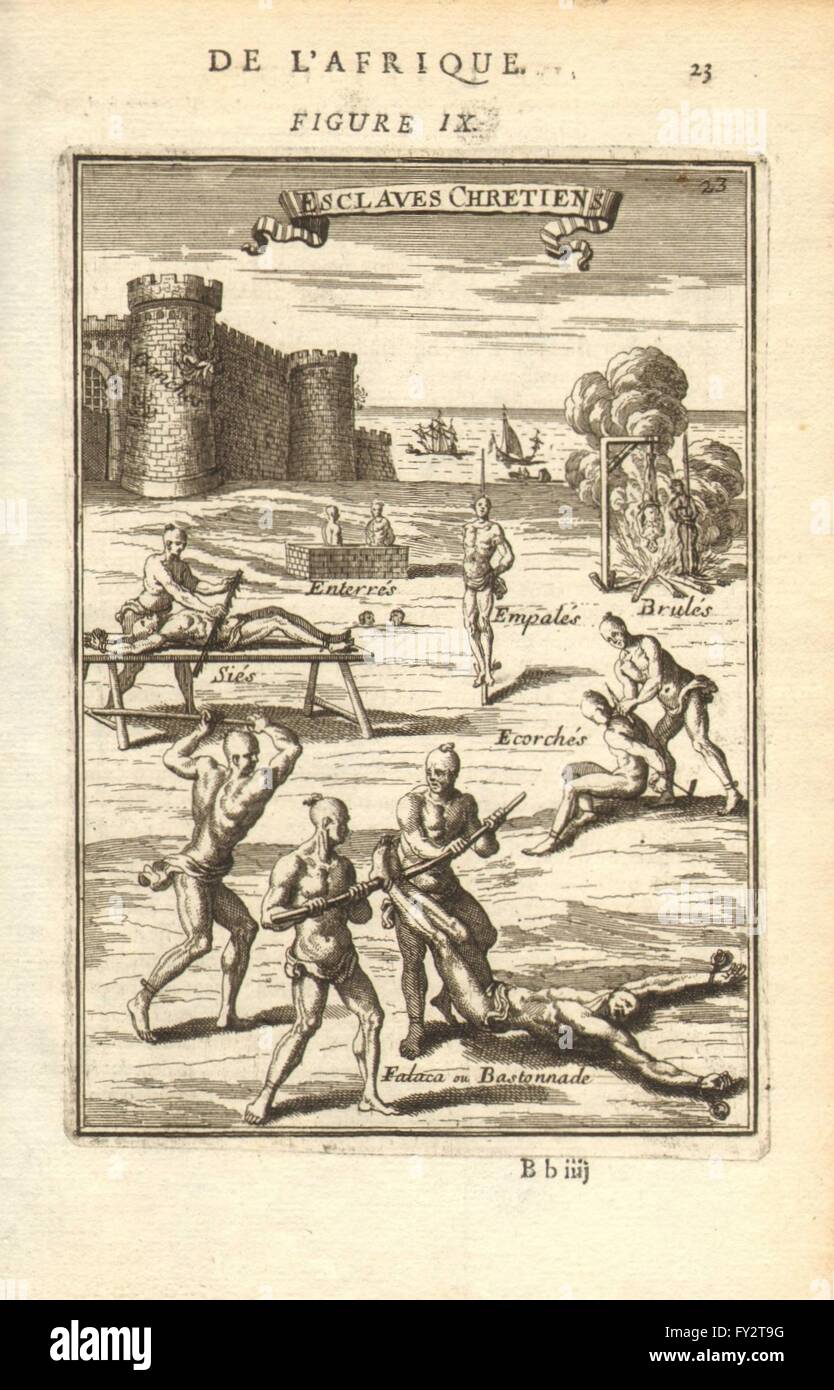 BARBARY : esclaves chrétiens torturés. 'Esclaves chrétiens'. MALLET, 1683 Banque D'Images