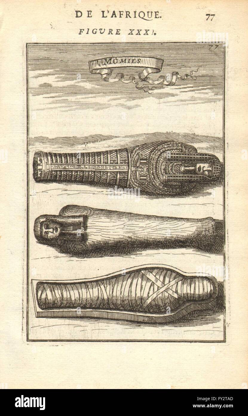 L'Egypte ancienne : momies dans des sarcophages. 'Momies '. Momie sarcophage. MALLET, 1683 Banque D'Images