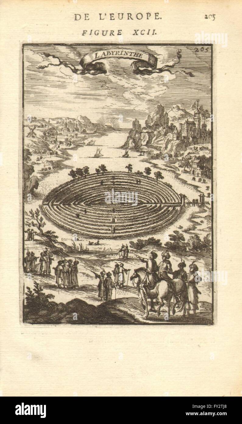 CRETE/CANDIA (Crète) : labyrinthe (la demeure du Minotaure) . La Grèce. MALLET, 1683 Banque D'Images