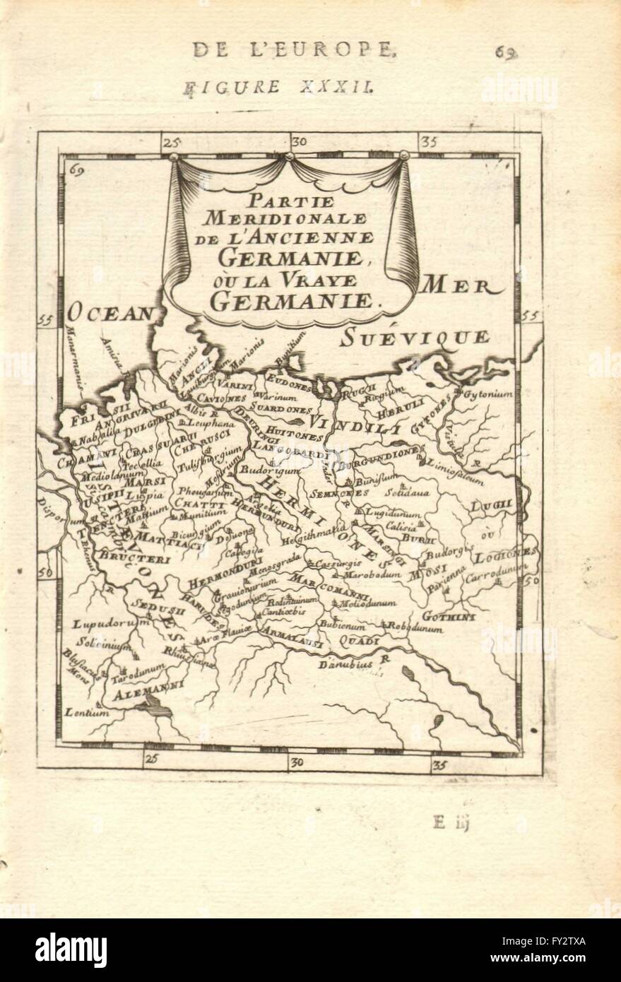 Allemagne : les tribus germaniques. 'La vraye Germanie' & la Pologne. MALLET, 1683 Ancien site Banque D'Images