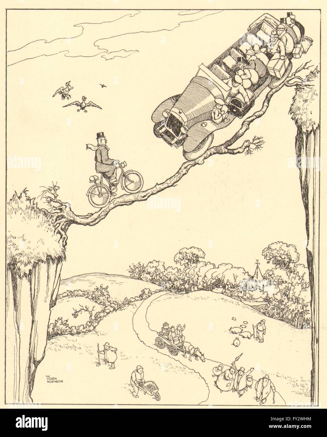 HEATH ROBINSON : une drôle de situation. Sauver les automobilistes avec Location, 1935 Banque D'Images