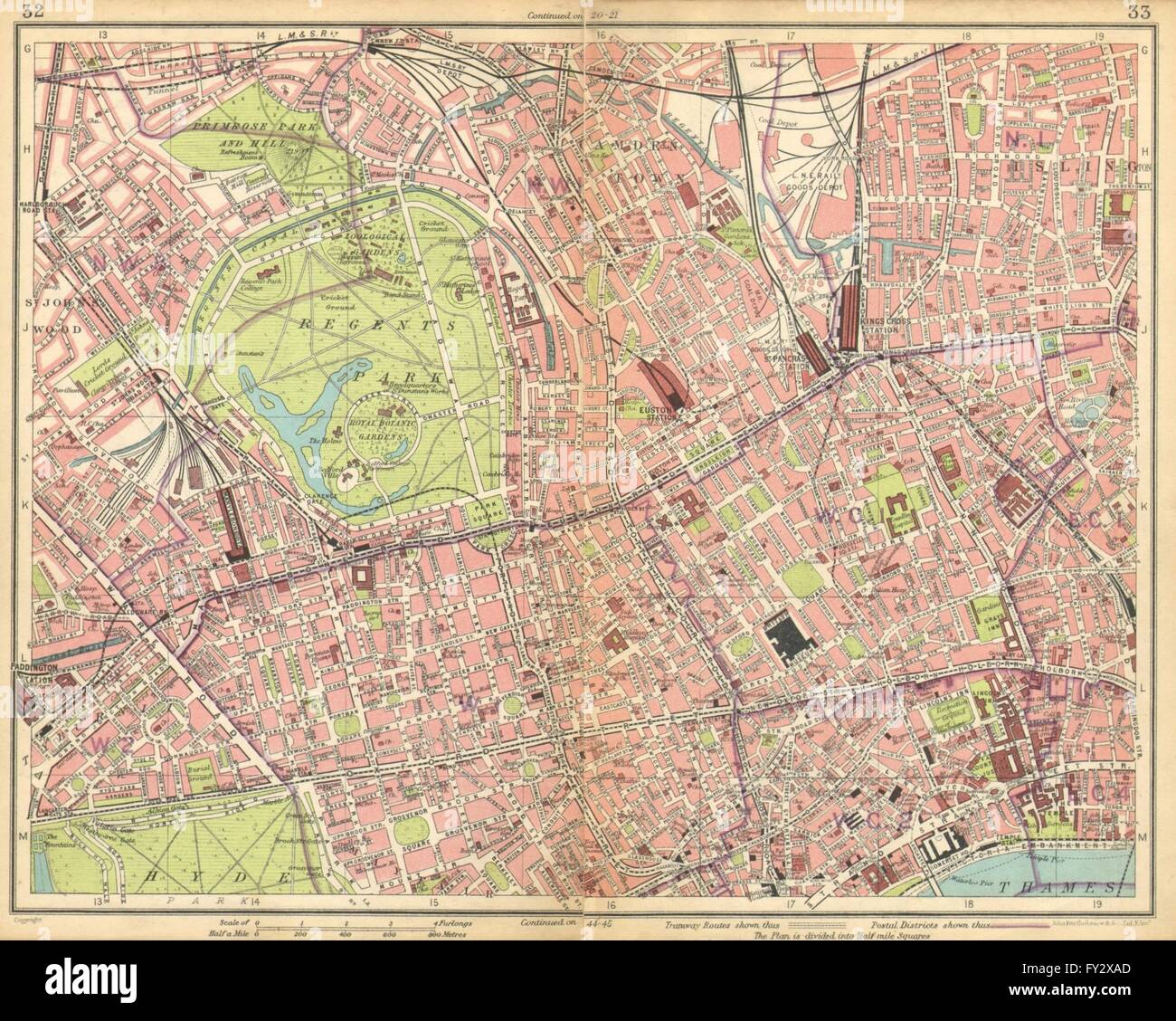 Regents Park Londres Marylebone Camden Town St John S Wood Bloomsbury 1925 Map Photo Stock Alamy