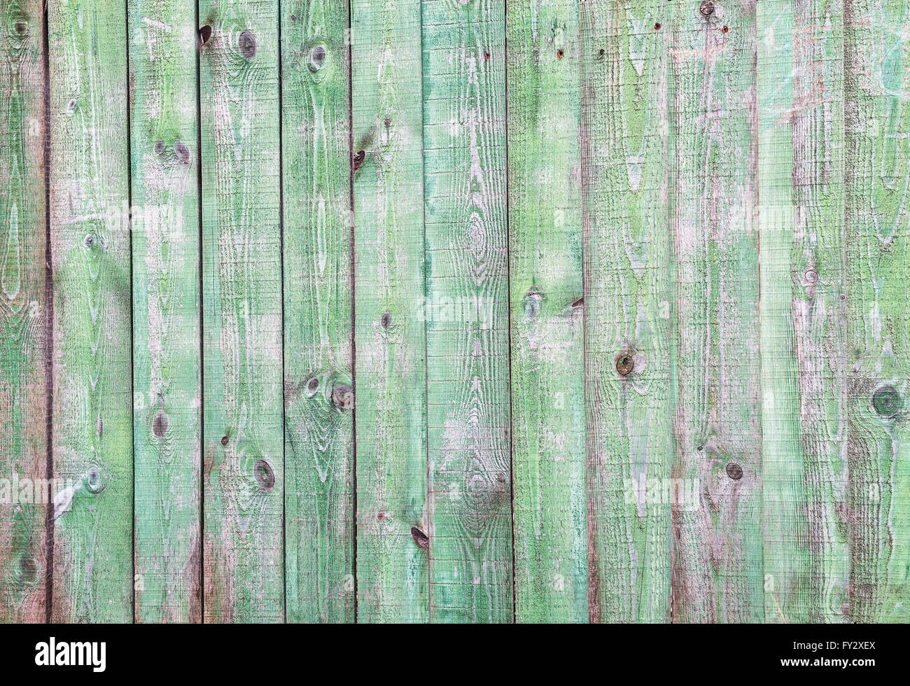 Vieille clôture en bois vert. Photo de structure en bois. Banque D'Images