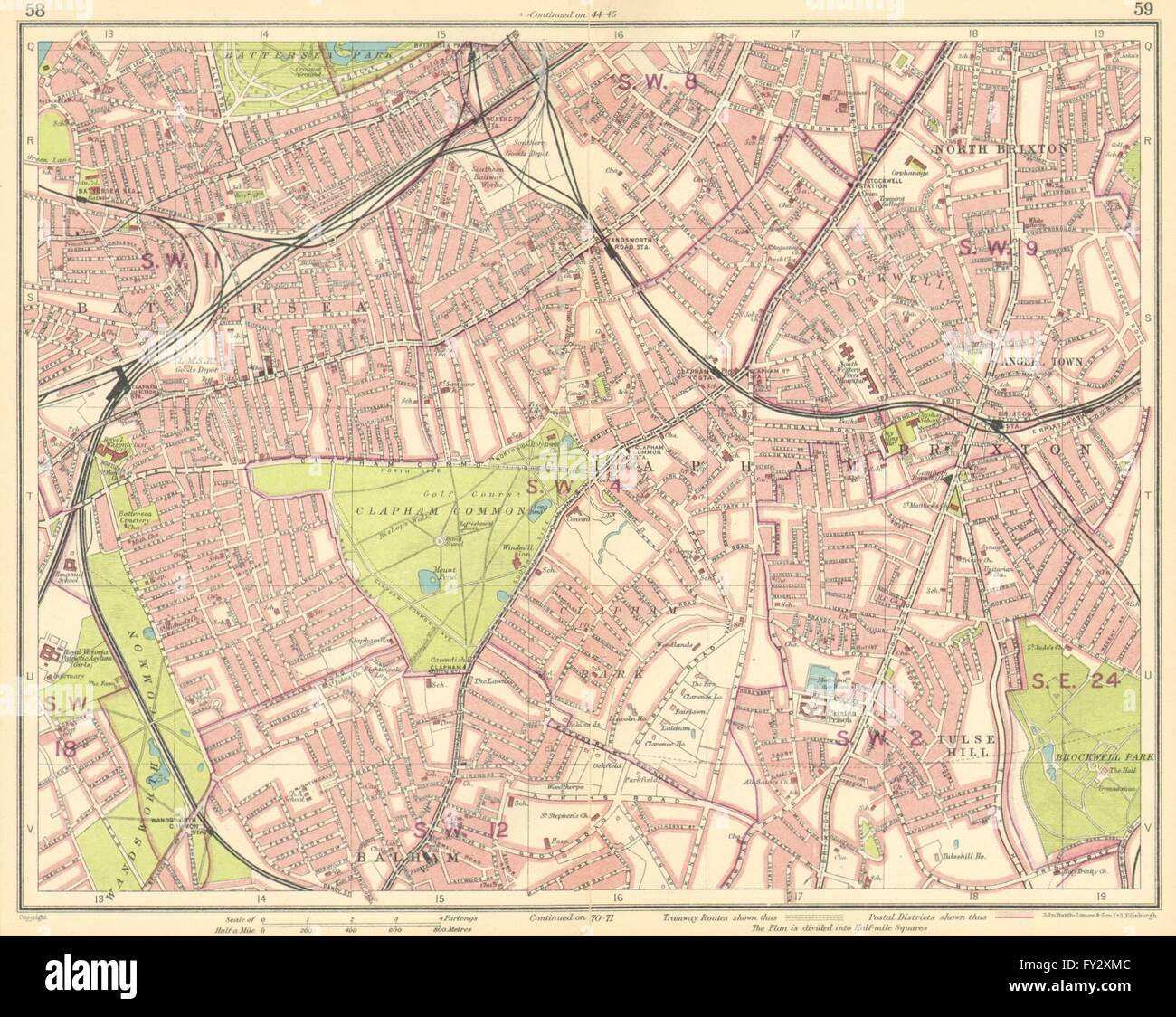 S:LONDON Battersea Clapham Stockwell Brixton Lambeth Tulse Hill, 1930 Ancien site Banque D'Images