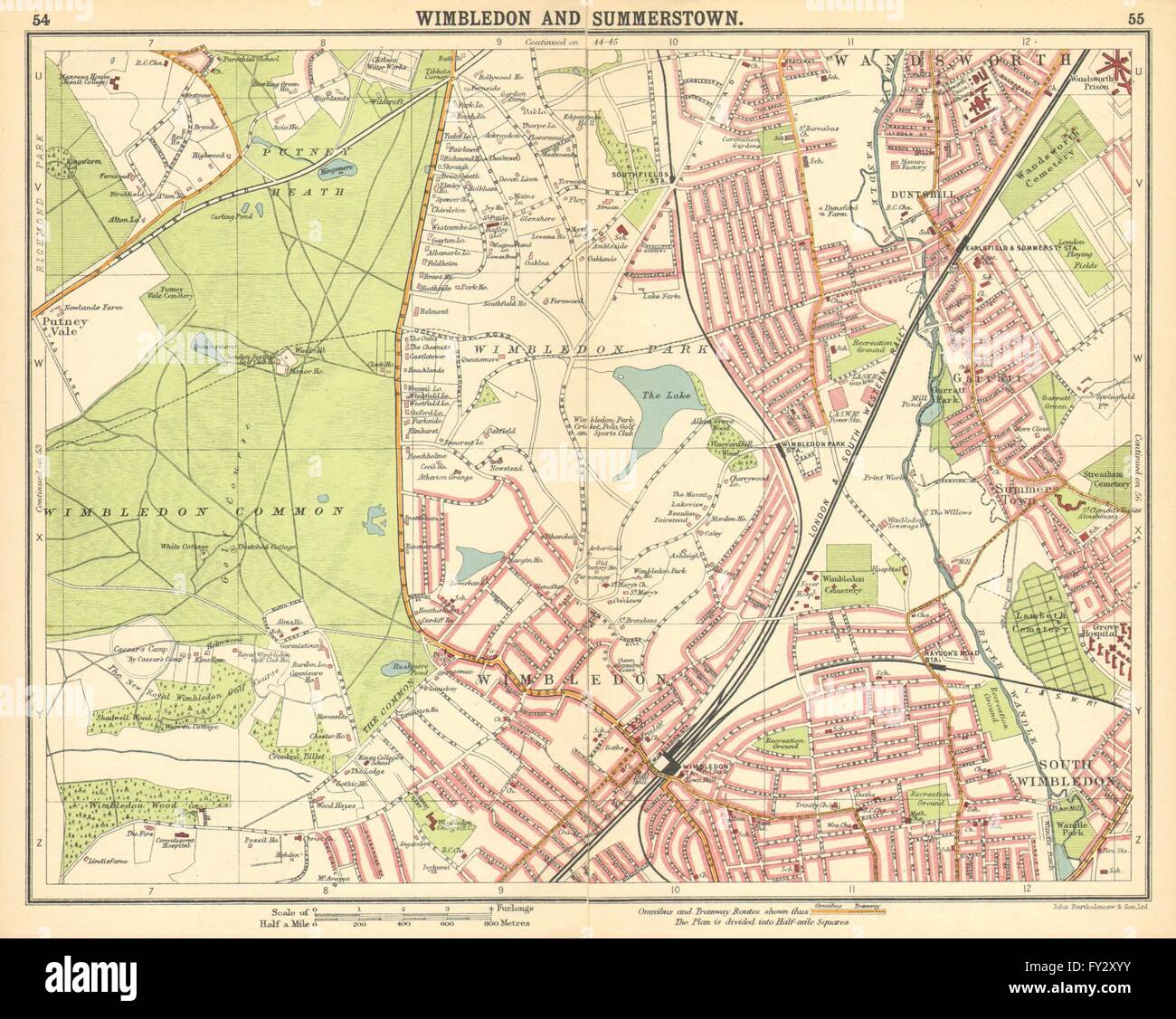 Londres SW : Wimbledon Summerstown Wandsworth Southfields, Merton, 1921 Ancien site Banque D'Images
