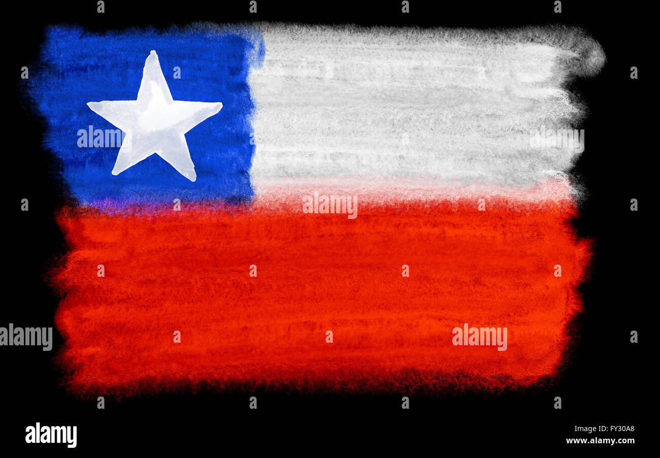 Illustration à l'aquarelle du drapeau du Chili Banque D'Images