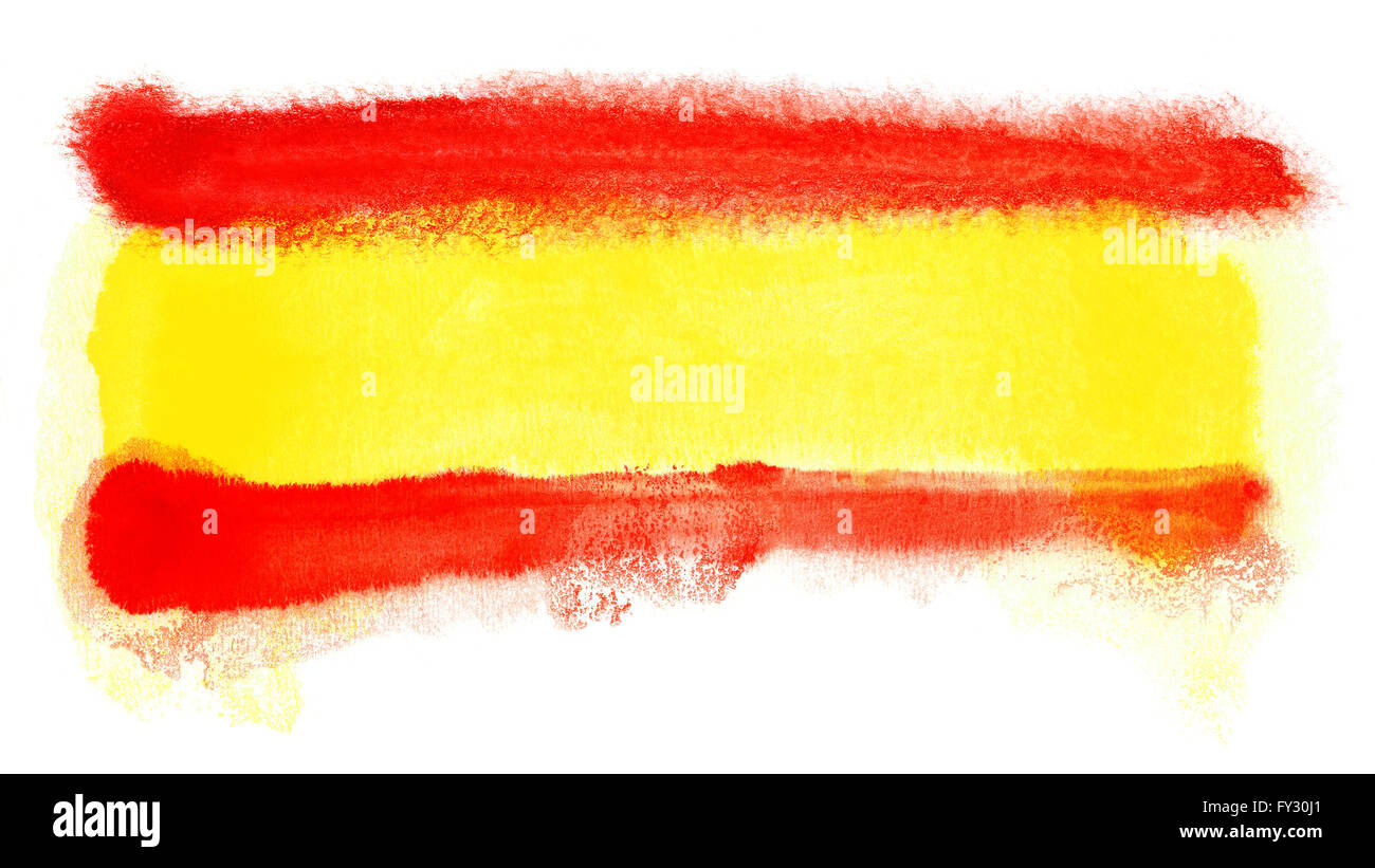 Illustration à l'aquarelle de l'Espagne d'un drapeau Banque D'Images