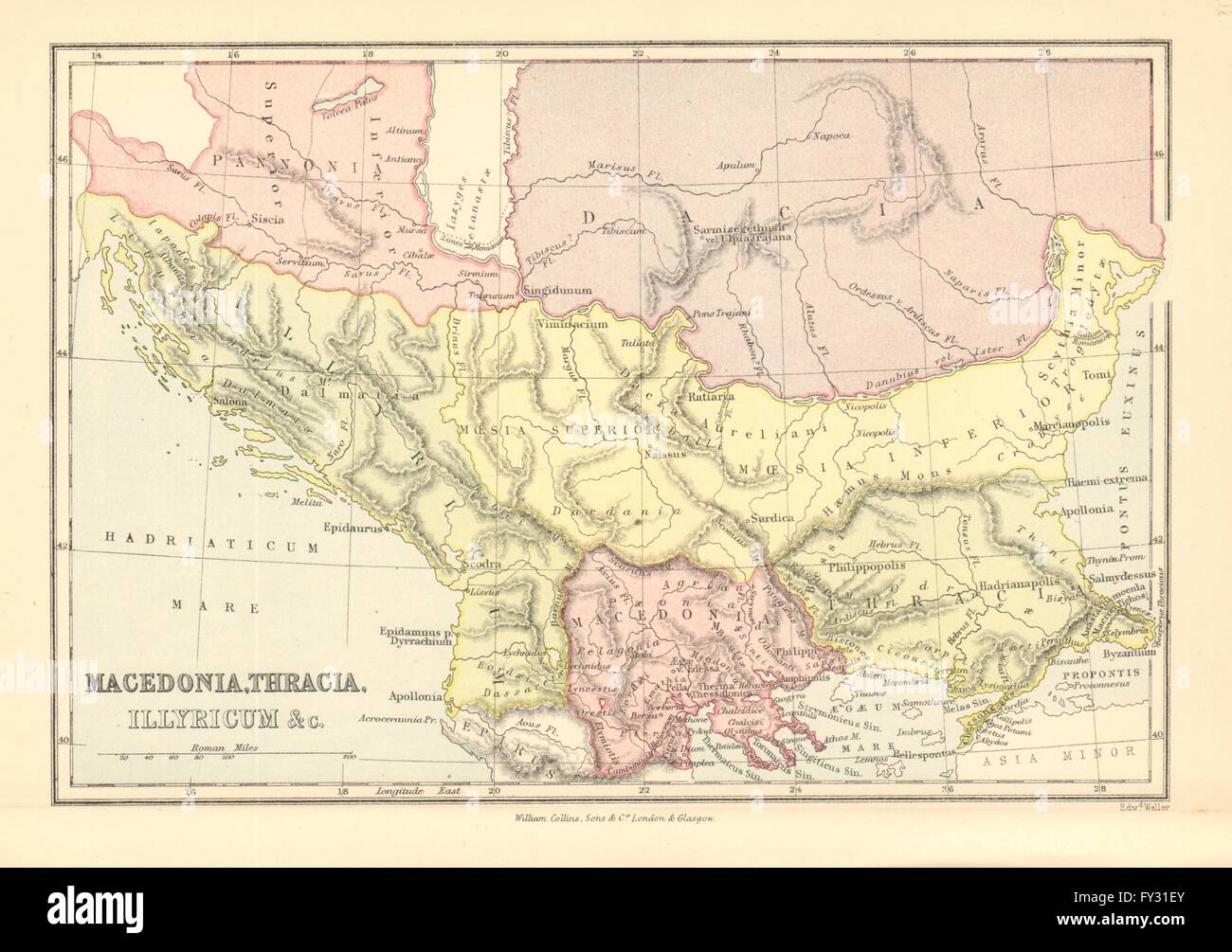 L'ancienne Grèce du Nord. "La Macédoine, Thrace, Illyrie &c.". BARTHOLOMEW, 1876 map Banque D'Images