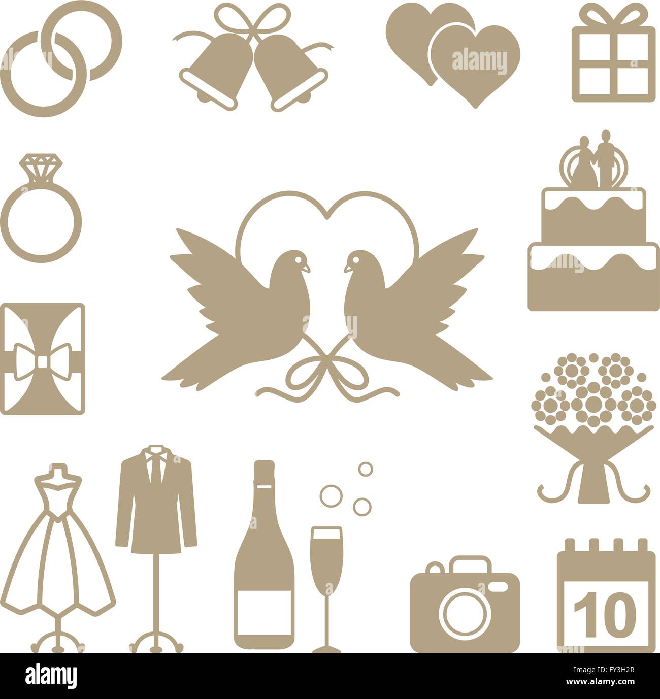 Connexes mariage silhouette vector icons set Illustration de Vecteur