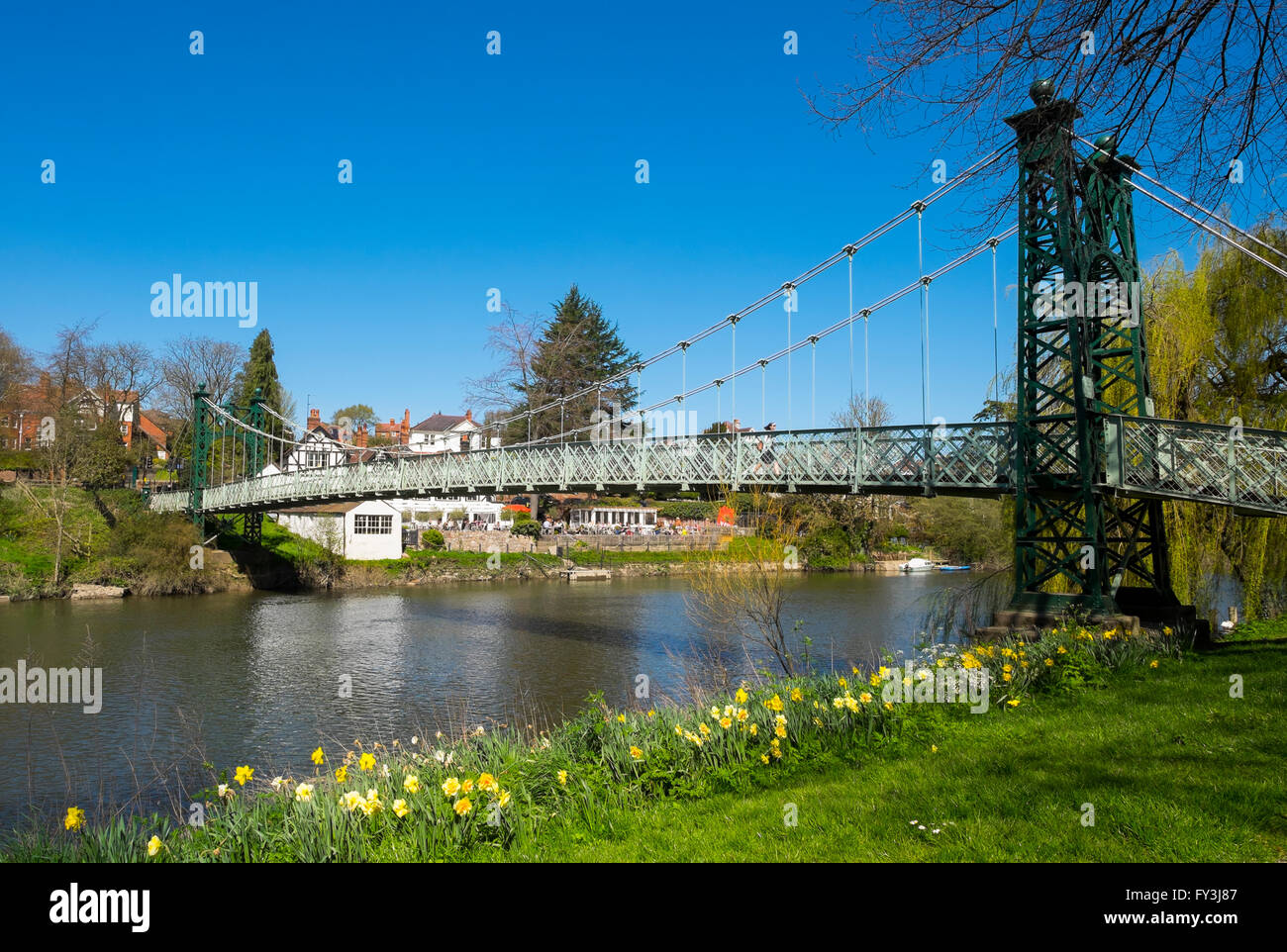 Porthill Pont sur la rivière Severn à côté du Boathouse pub à Shrewsbury, Shropshire, England, UK Banque D'Images
