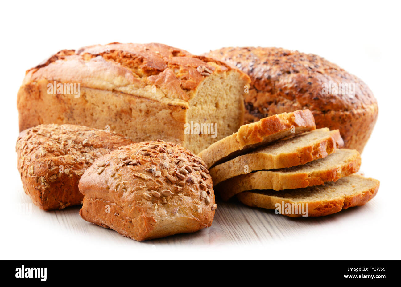 La composition avec un assortiment de produits à pâtisserie isolated on white Banque D'Images