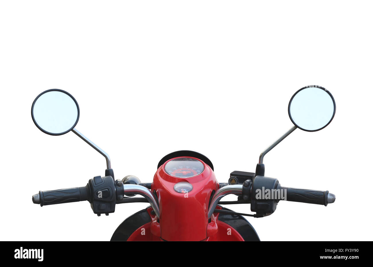 Plan Rapproché De Miroir De Poignée Sur Les Guidons D'une Moto Photo stock  - Image du cycle, main: 125090960