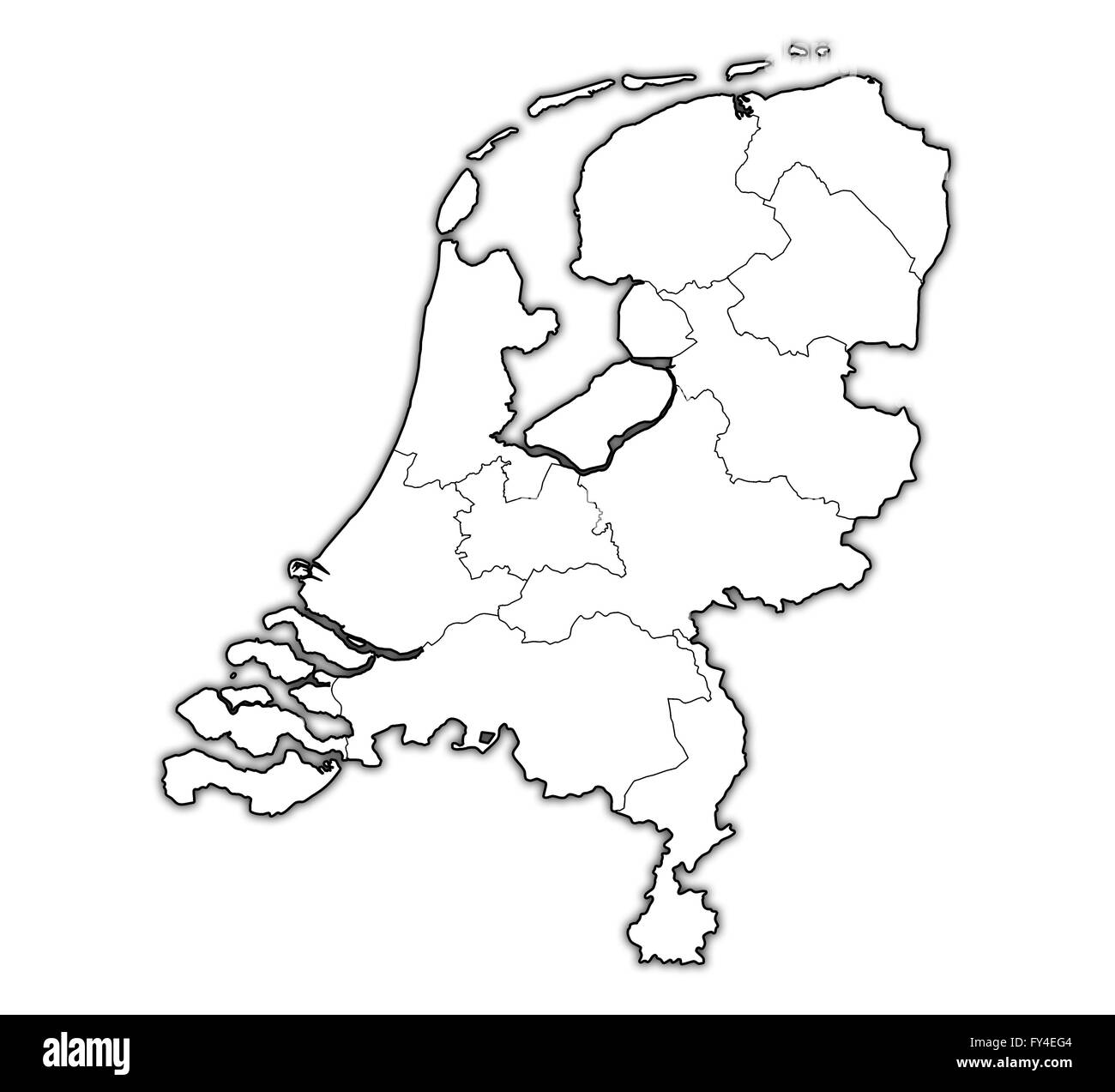 Territoire de provinces sur la carte avec les divisions administratives des PaysBas Photo Stock