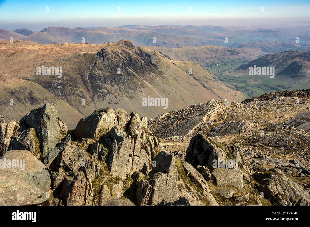 Langdale Pikes de Bowfell Cumbria Banque D'Images